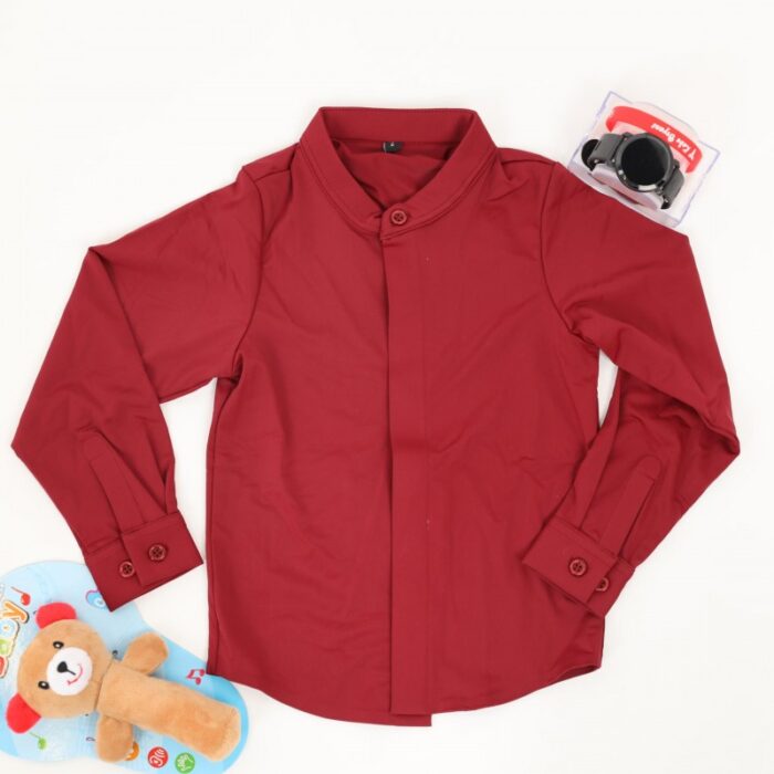 ⁦قميص بدون قبه بأكمام طويلة للأطفال لون خمري⁩ - الصورة ⁦4⁩