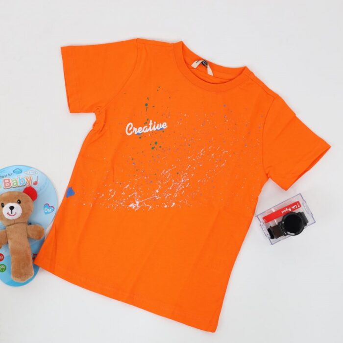 ⁦بلوزة تصميم مطبع للأطفال لون برتقالي⁩ - الصورة ⁦2⁩