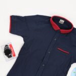 ⁦قميص نصف كم ربس للأطفال لون كحلي⁩ - الصورة ⁦6⁩