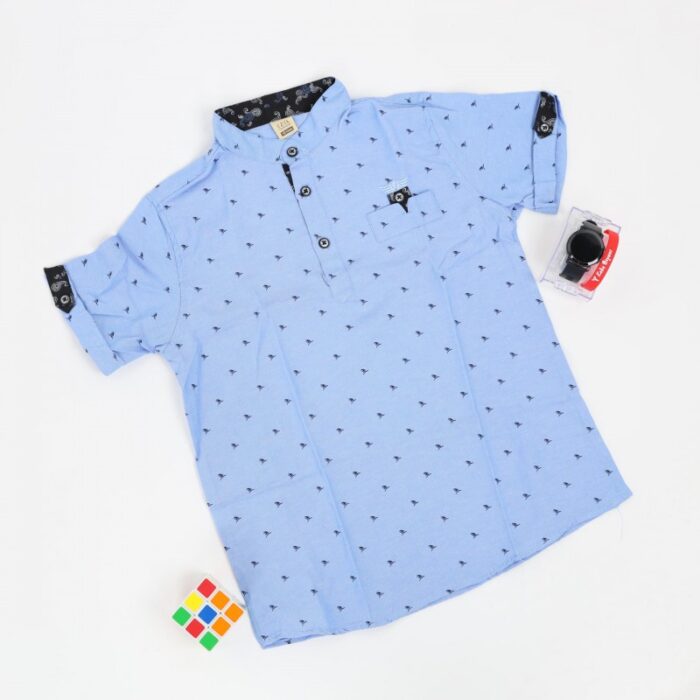 ⁦قميص نصف كم بدون قبه للأطفال لون ازرق⁩ - الصورة ⁦2⁩