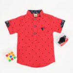 ⁦قميص نصف كم بدون قبه للأطفال لون احمر⁩ - الصورة ⁦2⁩