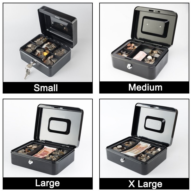 ⁦صندوق عملة معدني مع مفتاح حجم XLarge قياس ( 23*30*8.5 سم )⁩ - الصورة ⁦1⁩