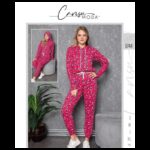 بجامة قطعتين مع هودي بتصميم عيون للنساء لون فوشي