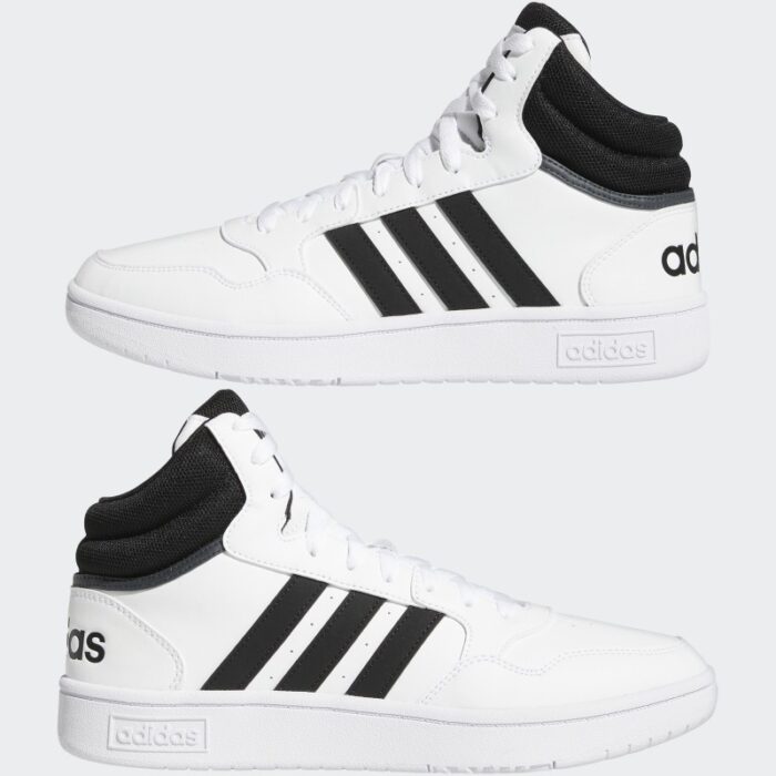 ⁦adidas Mens' Hoops 3.0 Mid Classic Vintage Shoes - White- حذاء اديداس هوبس 3.0 ميد كلاسيك للرجال لون ابيض⁩ - الصورة ⁦10⁩