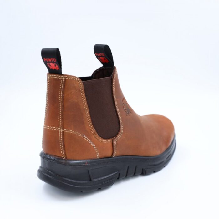 ⁦بسطار جلد بدون حديد من Punto للرجال لون بني غامق⁩ - الصورة ⁦4⁩