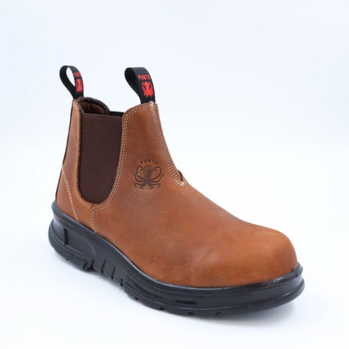 ⁦بسطار جلد بدون حديد من Punto للرجال لون بني غامق⁩ - الصورة ⁦6⁩