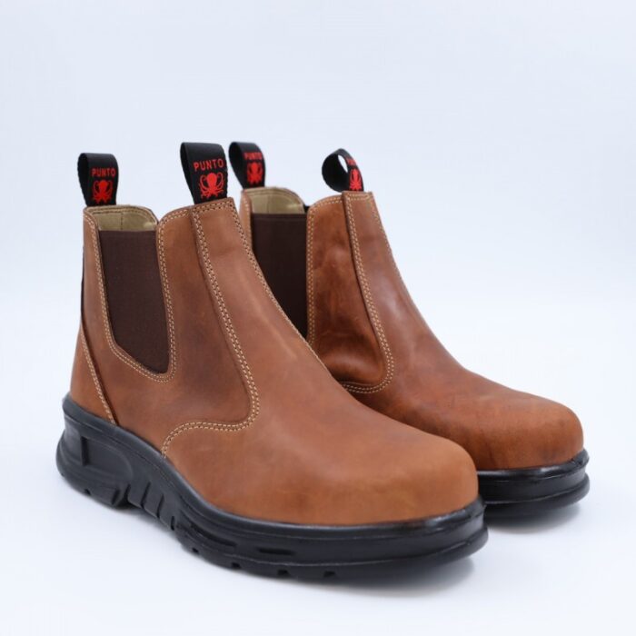 1033752467_67dc6cf8c8db3 بسطار جلد مقدمة حديد من Punto للرجال لون عسلي - الصورة 1