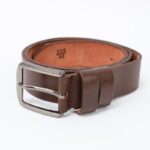 ⁦سير (حزام وسط) جلد طبيعي للرجال لون بني محروق⁩ - الصورة ⁦2⁩