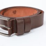 ⁦سير (حزام وسط) جلد طبيعي للرجال لون بني محروق⁩ - الصورة ⁦3⁩