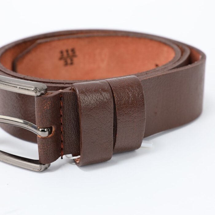 ⁦سير (حزام وسط) جلد طبيعي للرجال لون بني محروق⁩ - الصورة ⁦3⁩