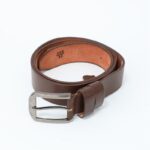 ⁦سير (حزام وسط) جلد طبيعي للرجال لون بني محروق⁩ - الصورة ⁦4⁩