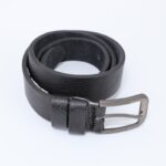 ⁦سير (حزام وسط) جلد طبيعي للرجال لون أسود⁩ - الصورة ⁦2⁩