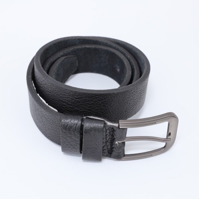 ⁦سير (حزام وسط) جلد طبيعي للرجال لون أسود⁩ - الصورة ⁦2⁩