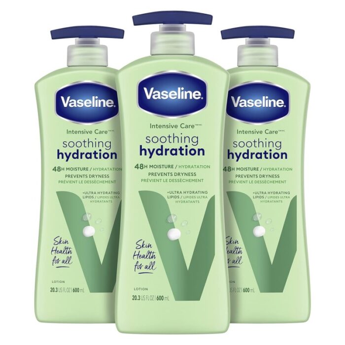 ⁦لوشن للنساء سريع الامتصاص من فازلين حجم 600 مل -Intensive Care Body Lotion Soothing Hydration By Vaseline 600 ML⁩ - الصورة ⁦2⁩