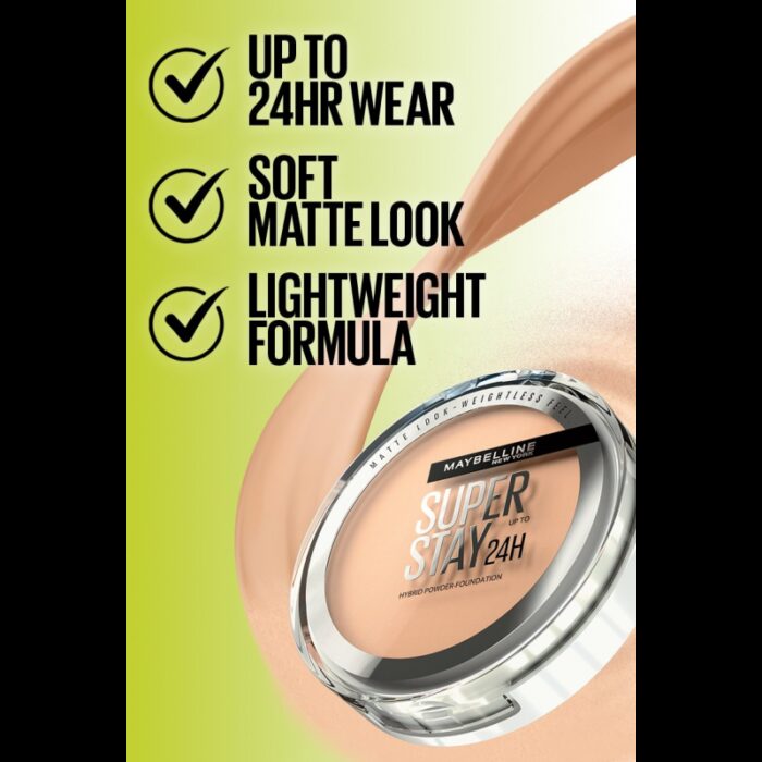 ⁦بودرة اساس هايبرد سوبر ستاي تدوم حتى 24 ساعة Maybelline Super Stay Up To 24Hr Hybrid Powder-Foundation (340) By Maybelline 6 g⁩ - الصورة ⁦5⁩