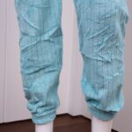 ⁦بجامة فرو بأكمام طويلة مخطط طولي للنساء لون تركواز⁩ - الصورة ⁦5⁩