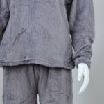 ⁦بجامة فرو بأكمام طويلة مخطط طولي للنساء لون سكني⁩ - الصورة ⁦4⁩