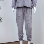 ⁦بجامة فرو بأكمام طويلة مخطط طولي للنساء لون سكني⁩ - الصورة ⁦10⁩