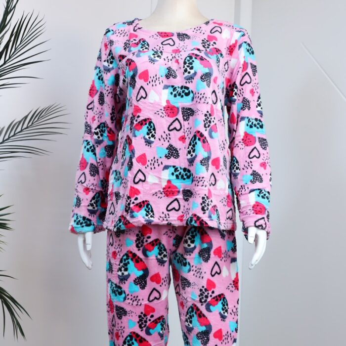 1033752832_67dc6f2293afe بجامة فرو بأكمام طويلة بتصميم رسوم قلوب حب للنساء لون بنفسجي فاتح - الصورة 1