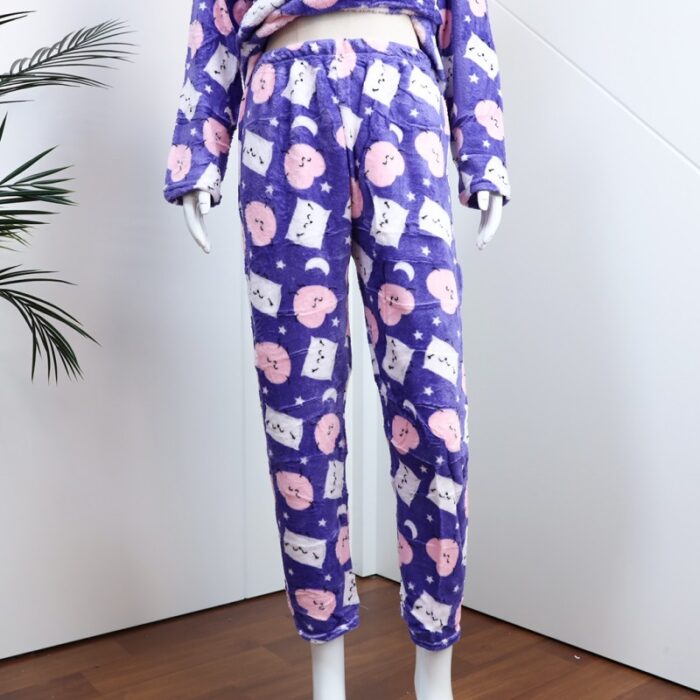 1033752841_67dc6f3e93ae8 بجامة فرو بأكمام طويلة بتصميم رسوم قلب وقطة للنساء لون بنفسجي - الصورة 1