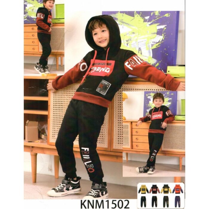 1033752846_67dc6f4b81c79 بجامة فوتر بأكمام طويلة وطاقية للأطفال لون أسود وأحمر - الصورة 1