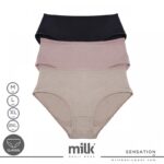 ⁦طقم داخلي (3 قطع) قطن من milk للنساء بألوان متعددة سادة⁩ - الصورة ⁦6⁩