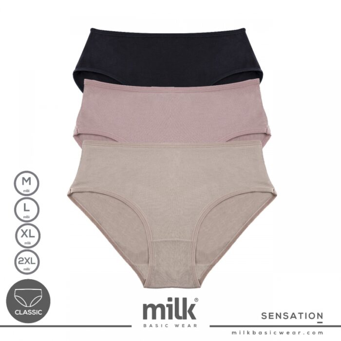 ⁦طقم داخلي (3 قطع) قطن من milk للنساء بألوان متعددة سادة⁩ - الصورة ⁦6⁩