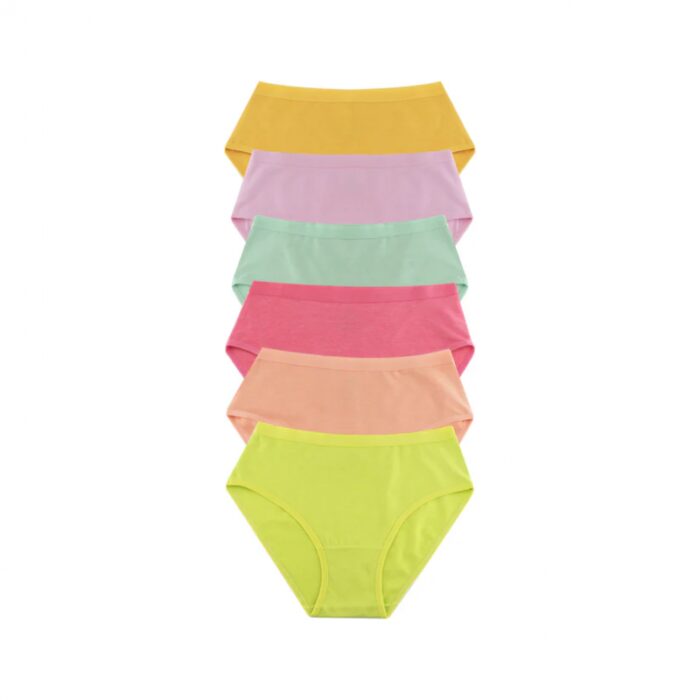 1033752883_67dc6f6edfd81 طقم داخلي (6 قطع) قطن من milk للنساء بألوان متعددة سادة - الصورة 1