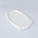 ⁦صحن بورسلان بتصميم شبه مستطيل حجم 30×18 سم لون أبيض⁩ - الصورة ⁦2⁩