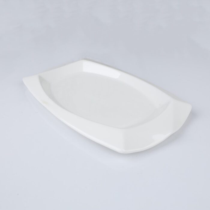 ⁦صحن بورسلان بتصميم شبه مستطيل حجم 30×18 سم لون أبيض⁩ - الصورة ⁦3⁩