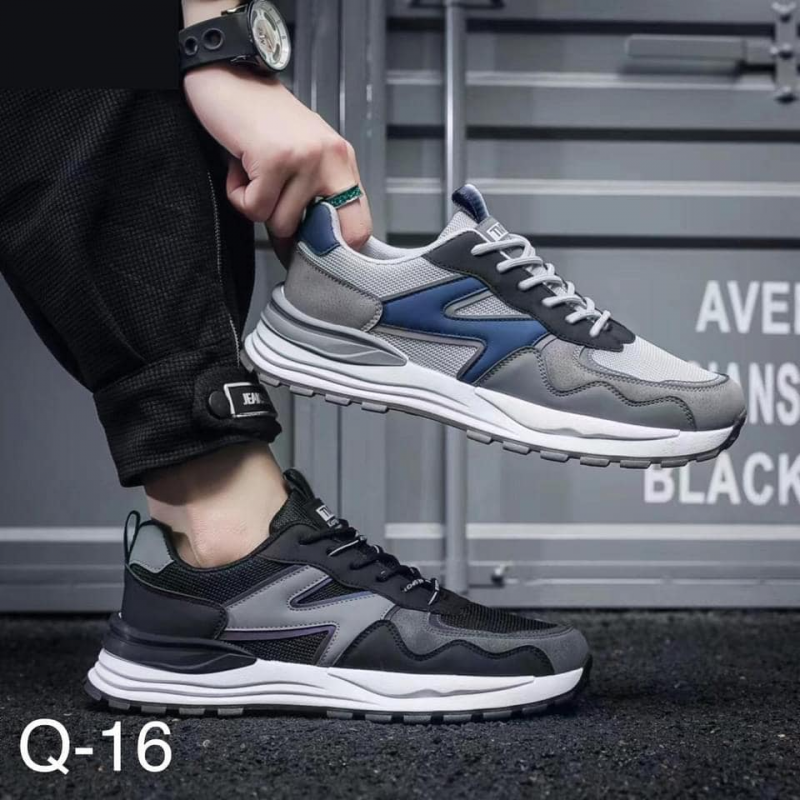 ⁦حذاء رياضي للرجال لون رمادي وكحلي⁩ - الصورة ⁦1⁩