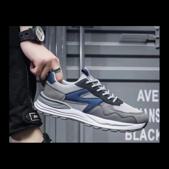 ⁦حذاء رياضي للرجال لون رمادي وكحلي⁩ - الصورة ⁦2⁩