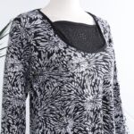 ⁦بجامة بأكمام طويلة بتصميم لون أسود وأبيض⁩ - الصورة ⁦6⁩