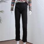 ⁦بجامة بأكمام طويلة بتصميم نقشة مغربية للنساء لون زهري فاتح وأسود⁩ - الصورة ⁦2⁩