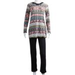 ⁦بجامة بأكمام طويلة بتصميم نقشة مغربية للنساء لون زهري فاتح وأسود⁩ - الصورة ⁦9⁩