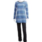 ⁦بجامة بأكمام طويلة بتصميم نقشة مغربية للنساء لون أزرق وأسود⁩ - الصورة ⁦10⁩