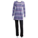 ⁦بجامة بأكمام طويلة بتصميم نقشة مغربية للنساء لون بنفسجي وأسود⁩ - الصورة ⁦10⁩