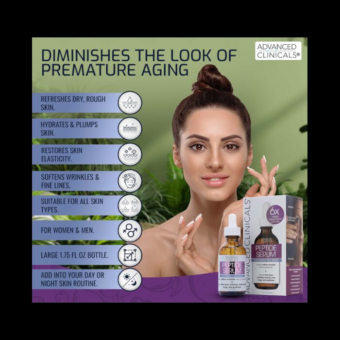 ⁦سيروم ببتيد سريري متقدم للتجاعيد والخطوط الدقيقة من أدفانسد كلينيكال 52 مل -Peptide Serum By Advanced Clinicals 52ML⁩ - الصورة ⁦8⁩
