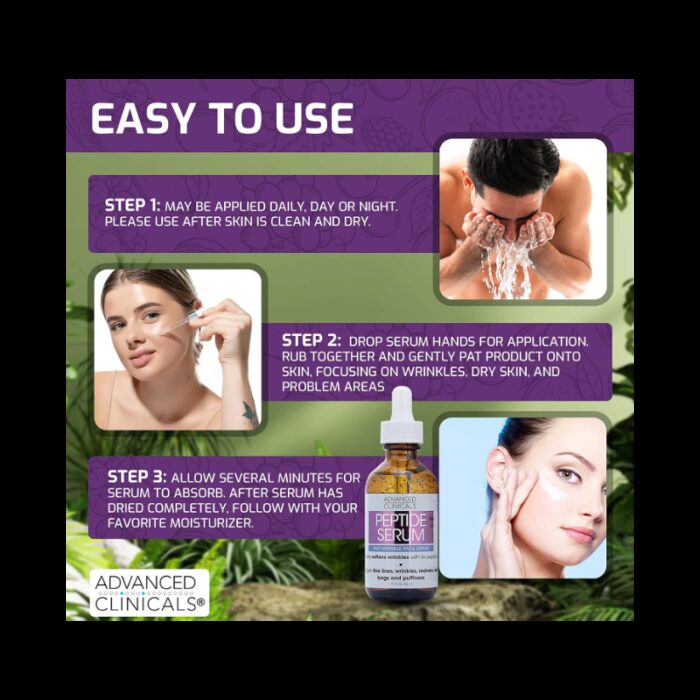 ⁦سيروم ببتيد سريري متقدم للتجاعيد والخطوط الدقيقة من أدفانسد كلينيكال 52 مل -Peptide Serum By Advanced Clinicals 52ML⁩ - الصورة ⁦9⁩