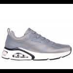 ⁦Skechers Men's Tres-Air Uno - Revolution-Airy Shoes -حذاء سكيتشرز تريس اير أونو للرجال لون رمادي ونعل أبيض⁩ - الصورة ⁦2⁩