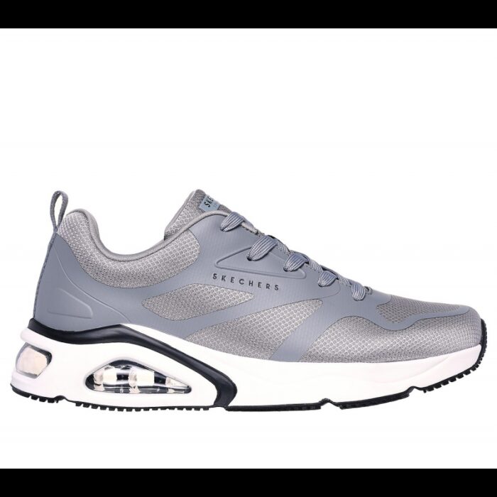 ⁦Skechers Men's Tres-Air Uno - Revolution-Airy Shoes -حذاء سكيتشرز تريس اير أونو للرجال لون رمادي ونعل أبيض⁩ - الصورة ⁦2⁩