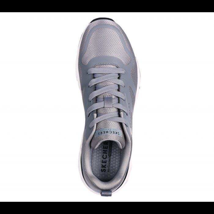 ⁦Skechers Men's Tres-Air Uno - Revolution-Airy Shoes -حذاء سكيتشرز تريس اير أونو للرجال لون رمادي ونعل أبيض⁩ - الصورة ⁦3⁩