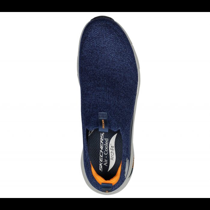 ⁦Skechers Men's Arch Fit - Ascension Shoes - حذاء سكيتشرز ارتش فيت- اسكينشن للرجال لون كحلي ونعل أبيض⁩ - الصورة ⁦3⁩