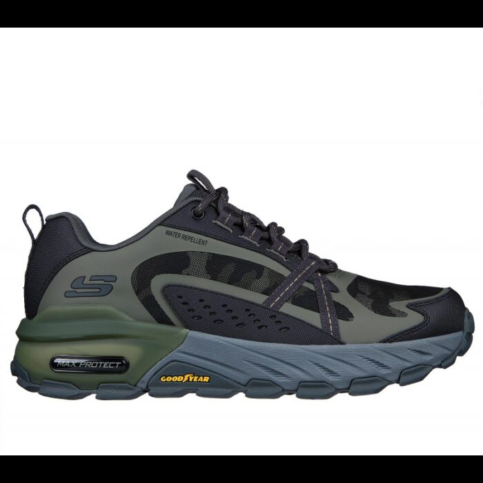 ⁦Skechers Men's Max Protect - Task Force Shoes - حذاء سكيتشرز ماكس بروتكت- تاسك فورس للرجال لون زيتي ورمادي⁩ - الصورة ⁦2⁩