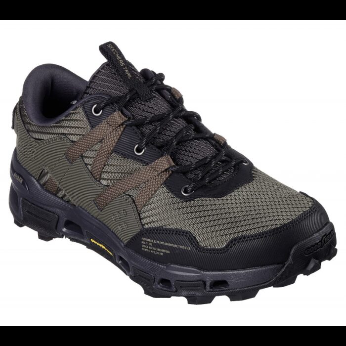 1033753005_67dc708ac38b3 Skechers Men's Arch Fit Glide-Step Trail Shoes -حذاء سكيتشرز ارتش فيت جلايد ستيب تريل للرجال لون أسود وزيتي - الصورة 1