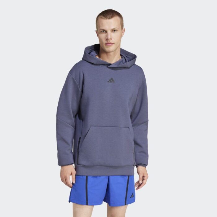 ⁦adidas Mens' Designed for Training Hoodie - Blue- هودي اديداس ديزايند فور ترينيغ للرجال لون أزرق⁩ - الصورة ⁦2⁩