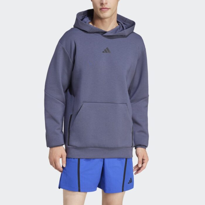 ⁦adidas Mens' Designed for Training Hoodie - Blue- هودي اديداس ديزايند فور ترينيغ للرجال لون أزرق⁩ - الصورة ⁦3⁩
