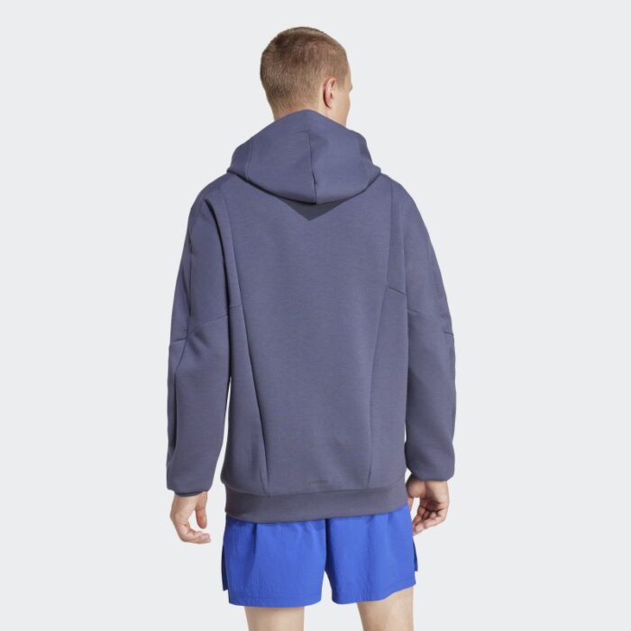 ⁦adidas Mens' Designed for Training Hoodie - Blue- هودي اديداس ديزايند فور ترينيغ للرجال لون أزرق⁩ - الصورة ⁦4⁩