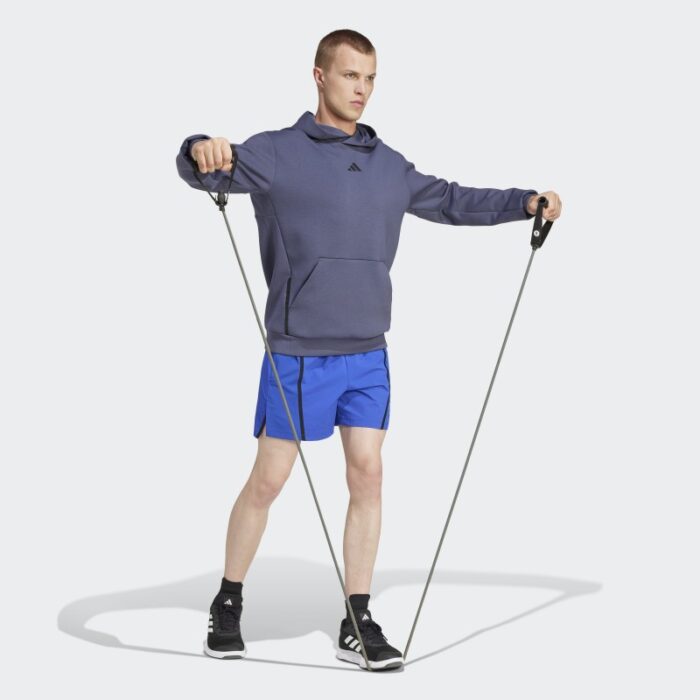 ⁦adidas Mens' Designed for Training Hoodie - Blue- هودي اديداس ديزايند فور ترينيغ للرجال لون أزرق⁩ - الصورة ⁦5⁩