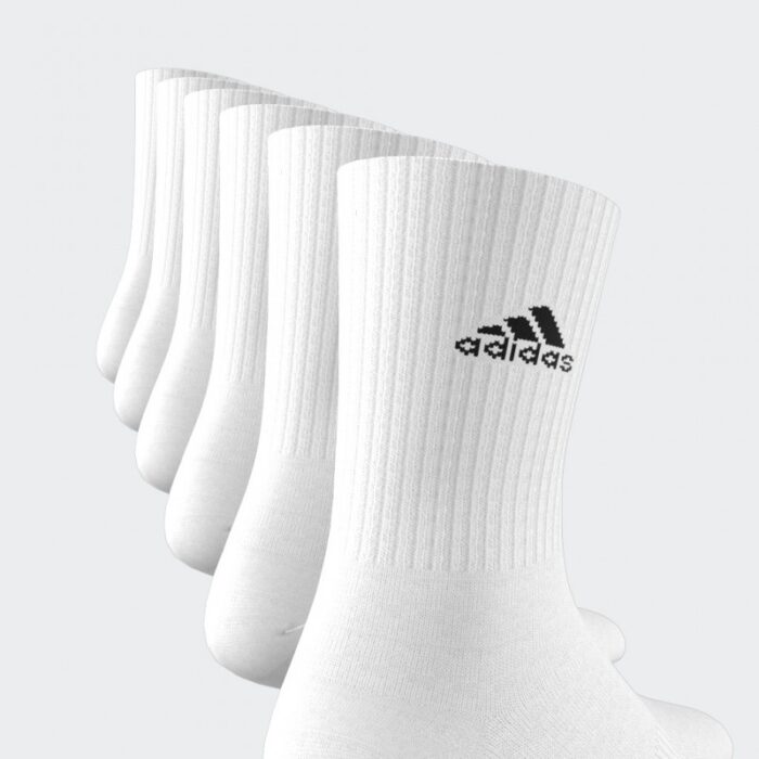 ⁦adidas Unisex' Cushioned Sportswear Crew (6 Pairs) Socks - جوارب اديداس كوشيند كرو (6 أزواج) للجنسين لون أبيض⁩ - الصورة ⁦4⁩